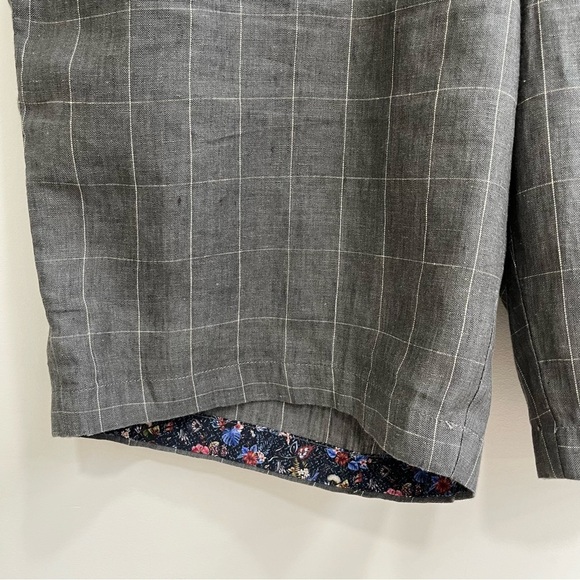 Robert Graham Men's 100% Linen Gray Windowpane Checkered Plaid Shorts 40 - Picture 3 of 8
